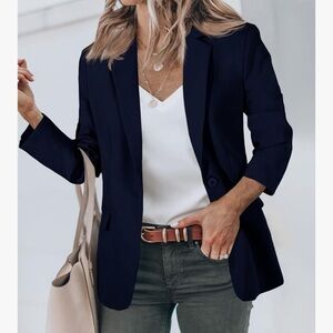 Elegant Women's Dark Blue Blazer